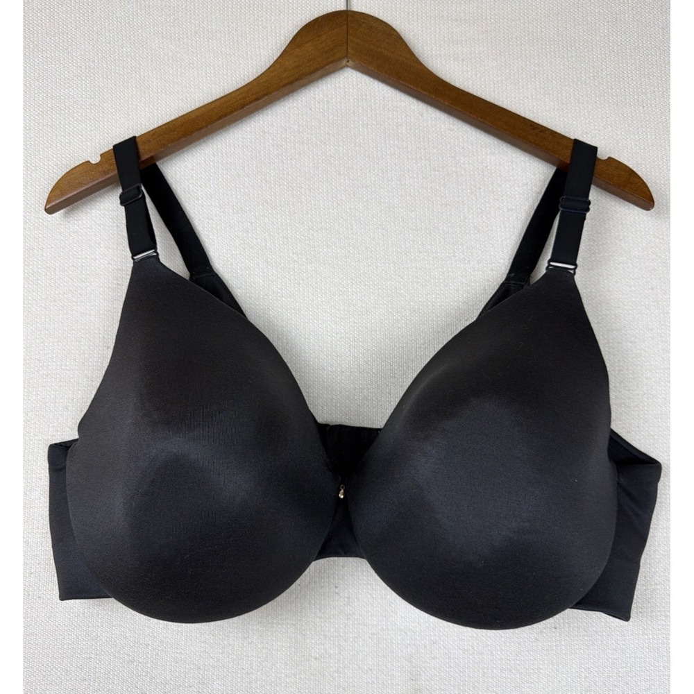 Cacique Black Lightly Lined Full Coverage Underwire Bra 42DD Microfiber Smooth